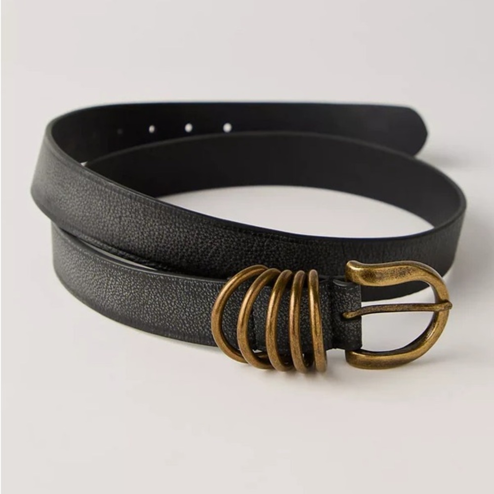 Free People Rori Leather Belt Black Classic Size S/M
